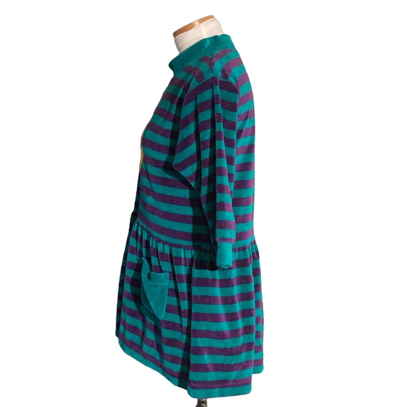 Vintage The Disney Store Winnie The Pooh Striped Purple Green Dress Girls 6X - Picture 4 of 6